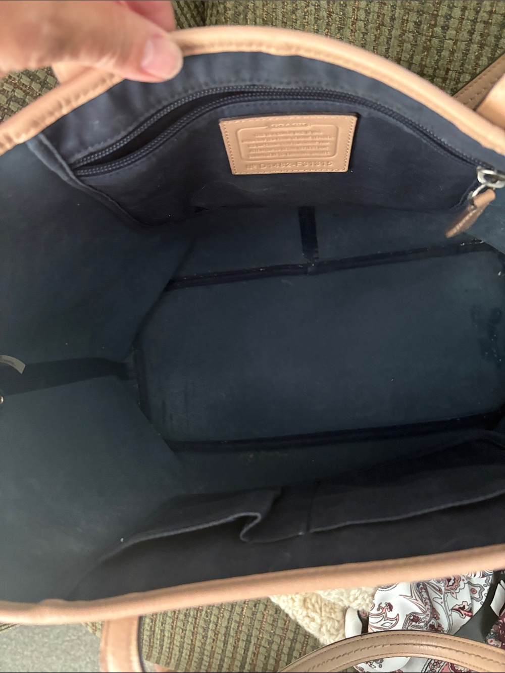 Coach Navy and Tan Logo Tote - Picture 2 of 4